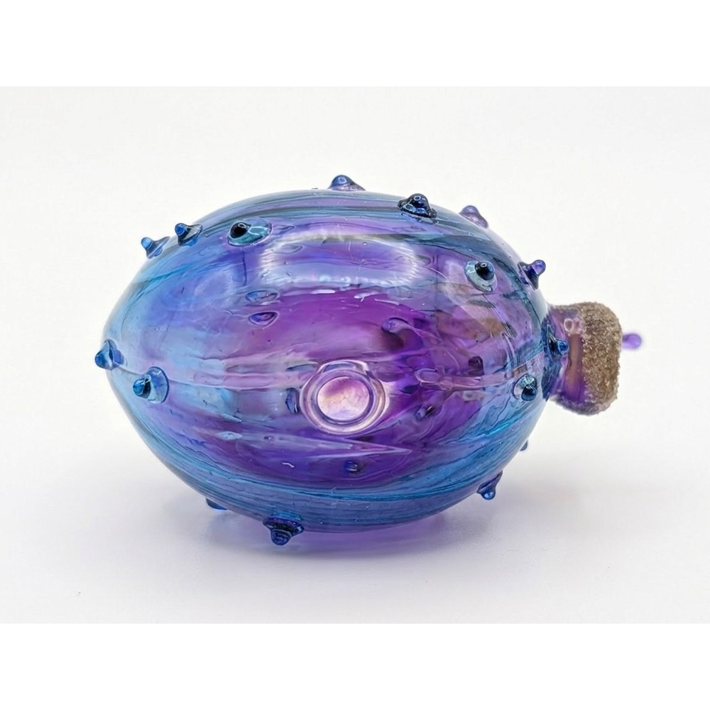 Pier 1 Imports Blanche the Bumpy Chicken, Purple / Blue Glass, 2.5" x 2.25" - Picture 6 of 11